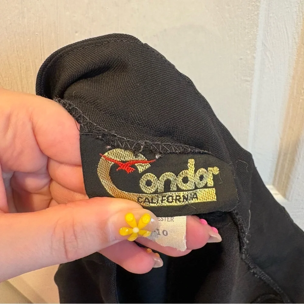 Vintage 70s Condor Black Blazer and Pant Suit Set - Size XXS